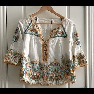 Anthropologie Boho Embroidered Top